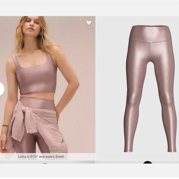 NWT Victoria's Secret Vsx Glossy Tech Legging French Mauve Pink Metallic US L - Picture 2 of 3